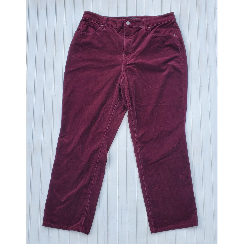 Talbots Burgundy Corduroy Straight Leg Pants Womens High Rise Wine Red JO3069